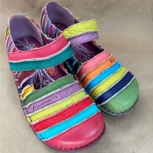 Macanna Multi Coloured Leather Mary Jane Platform Comfort Shoes. Size US6/EU36